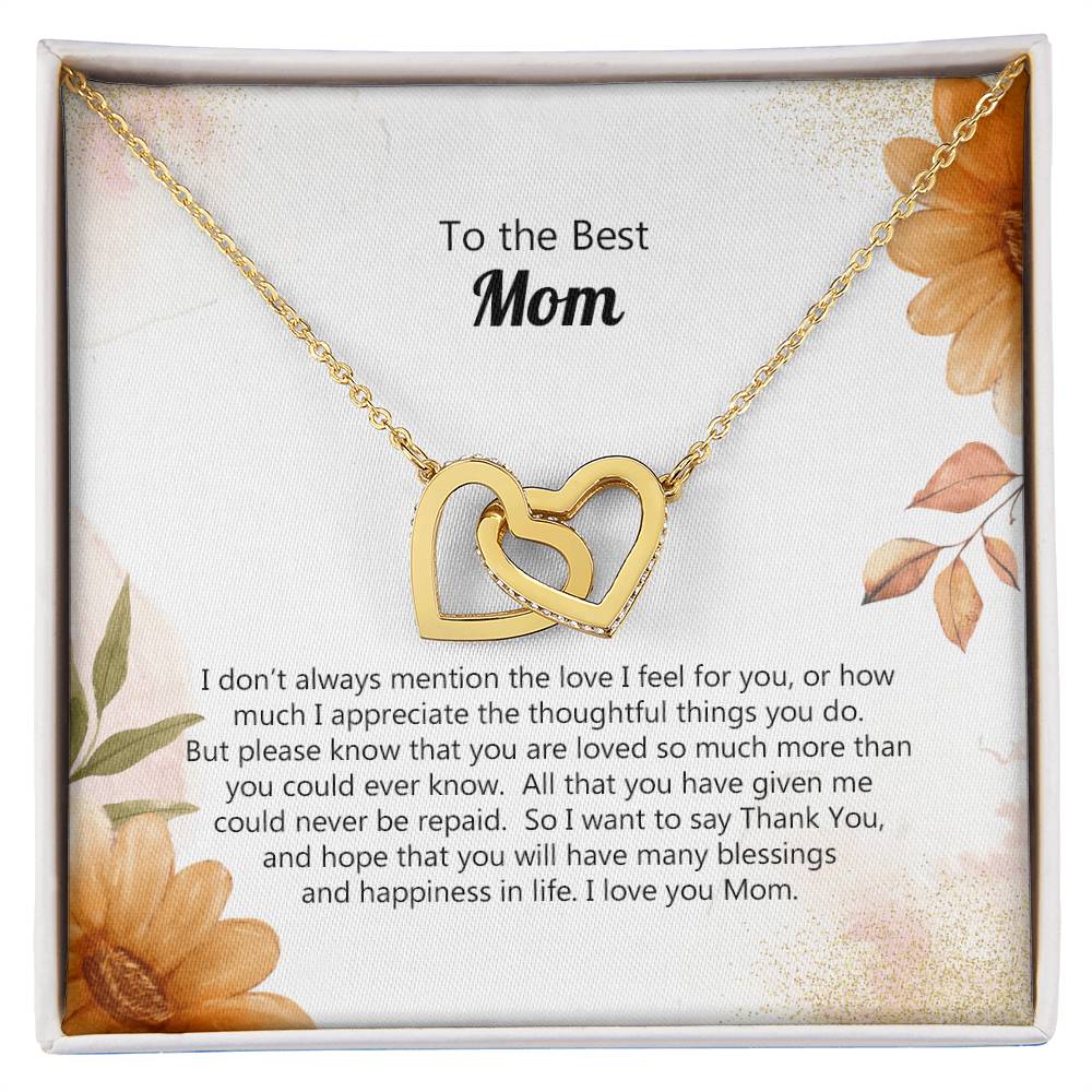 To The Best Mom Special Message Card For Mom Custom Forever Necklace Gift Mom Necklace Gift Ss124 Interlocking Hearts Necklace