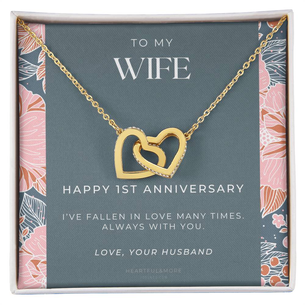 1 Year Anniversary Gift For Wife 1 Year Anniversary Gifts 1 Year Wedding Anniversary Gift Ideas 1St Wedding Anniversary Gift For Her Interlocking Hearts Necklace