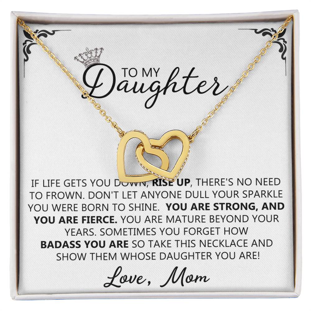 To My Daughter - Straighten Your Crown Unique Interlocking Hearts Binding Necklace Gift Set Interlocking Hearts Necklace