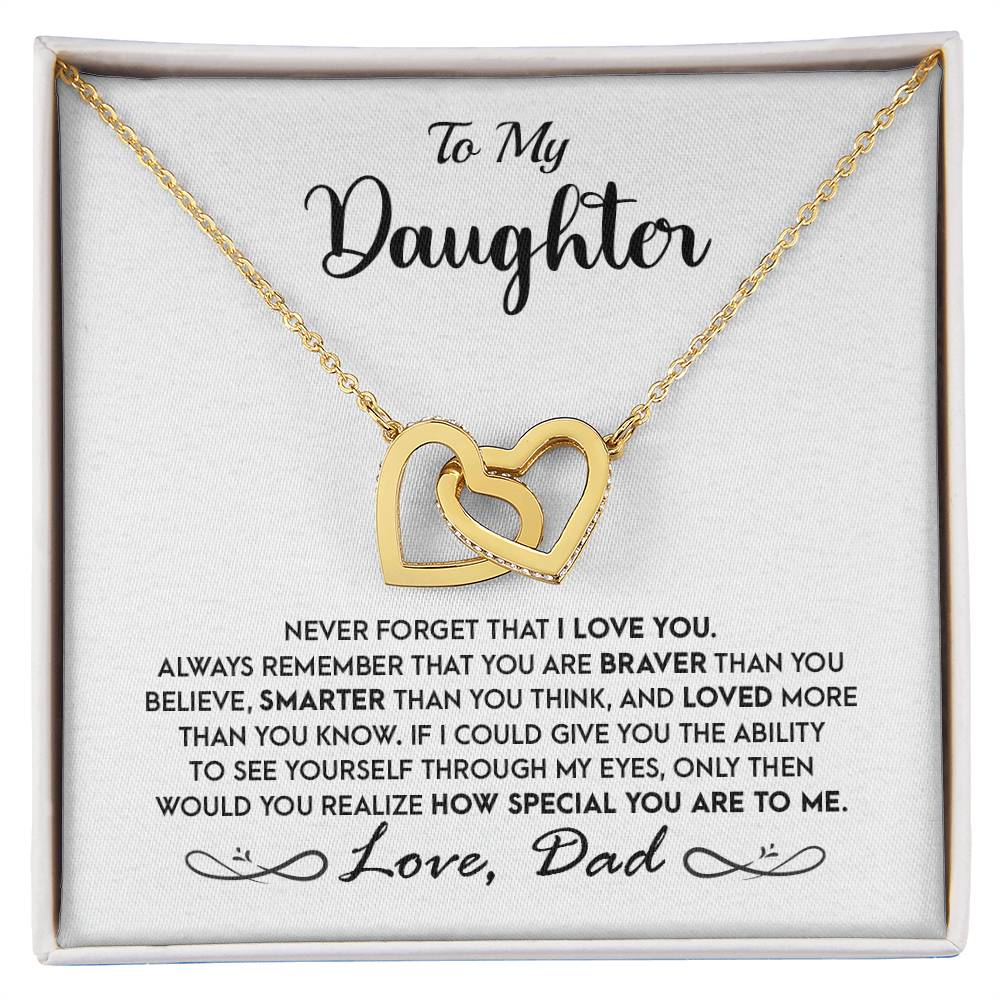 To My Daughter - Never Forget That I Love You - Interlocking Hears Necklace Interlocking Hearts Necklace