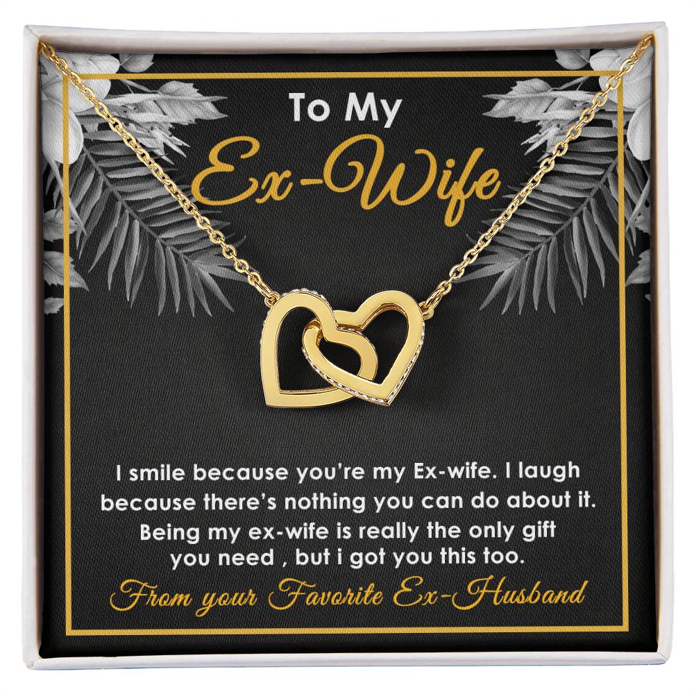 To My Ex-Wife Interlocking Heart Necklace - Funny Gift For Ex-Wife - Ex-Wife Birthday Christmas Jewelry Interlocking Hearts Necklace