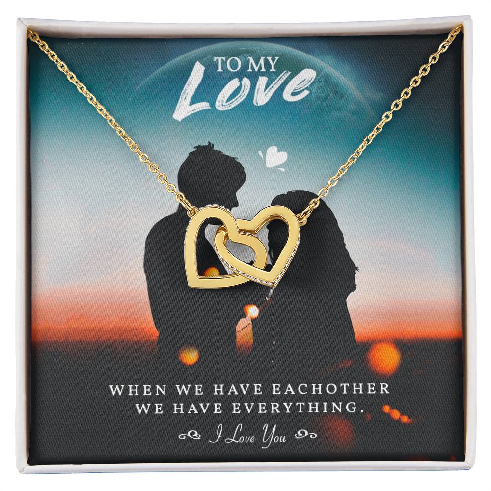 To My Love Necklace For Soulmate Jewelry For Soulmate Romantic Meaningful Valentine’S Day Gift Anniversary Birthday Gift For Her Interlocking Hearts Necklace