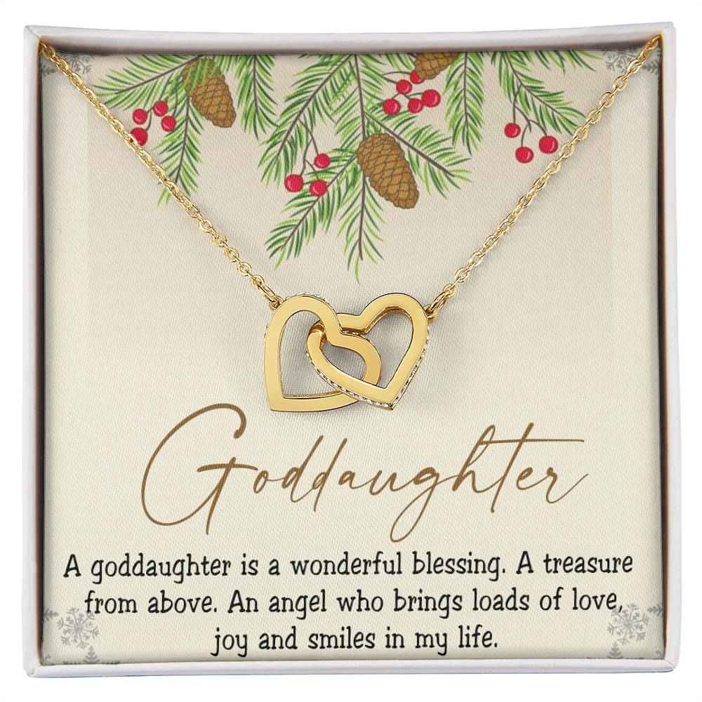 Goddaughter Interlocking Hearts Necklace Message Card