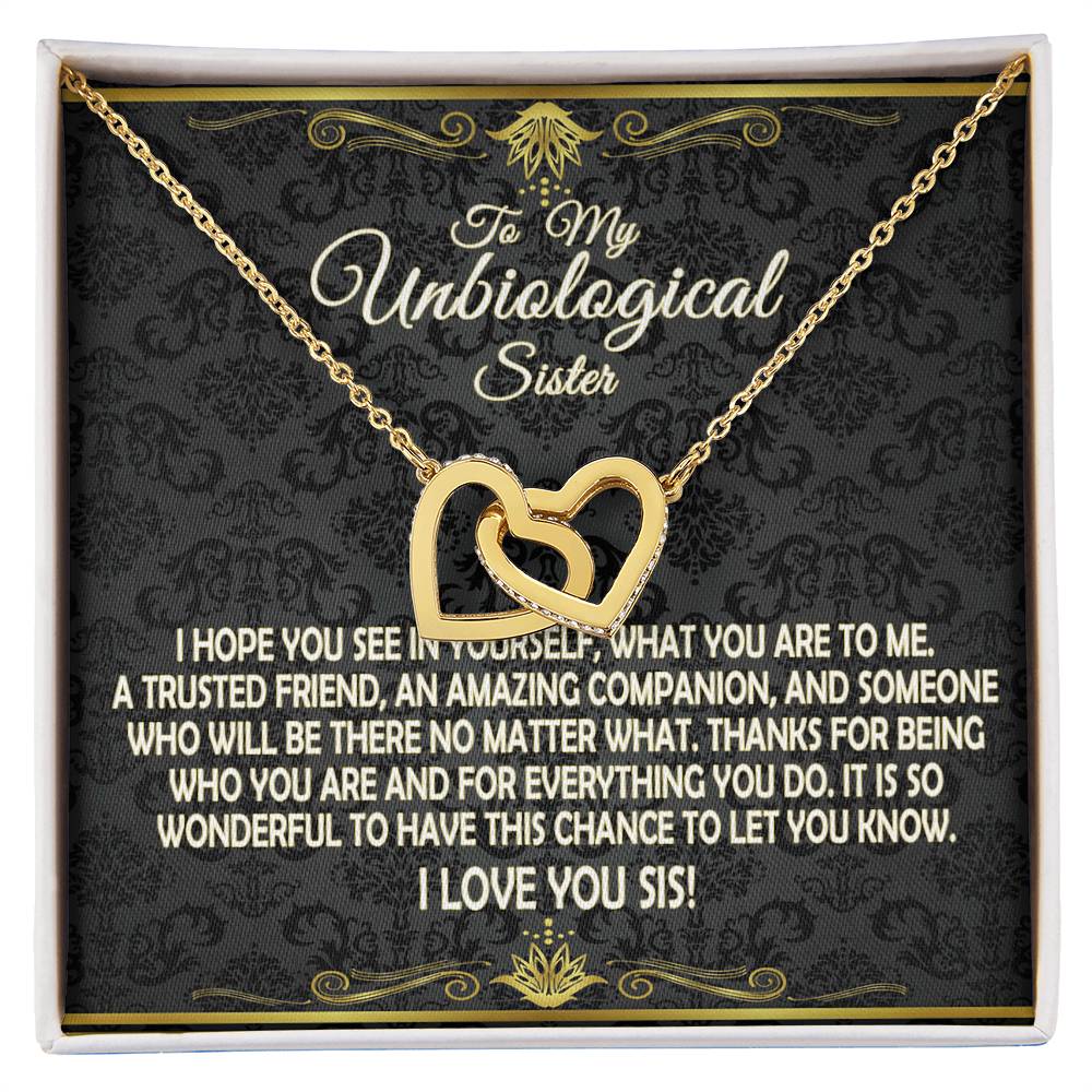 To My Unbiological Sister - Interlocking Hearts Necklace - Eudora Collection