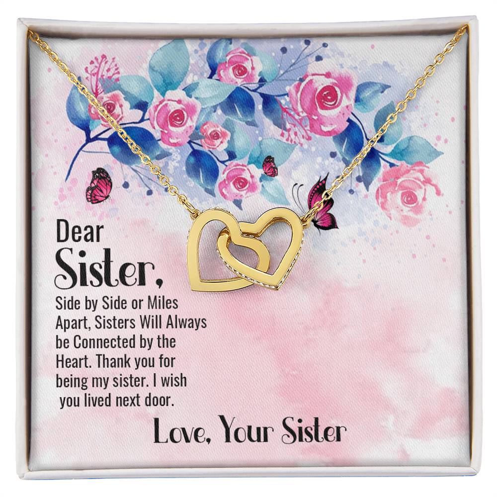 Beautiful Gift For Big Sister Two Hearts Embellished Jewelry Interlocking Hearts Necklace