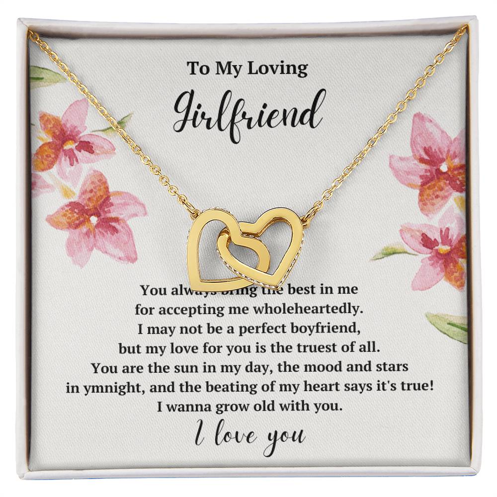 To My Loving Girlfriend Grow Old With You Interlocked Hearts Necklace Interlocking Hearts Necklace