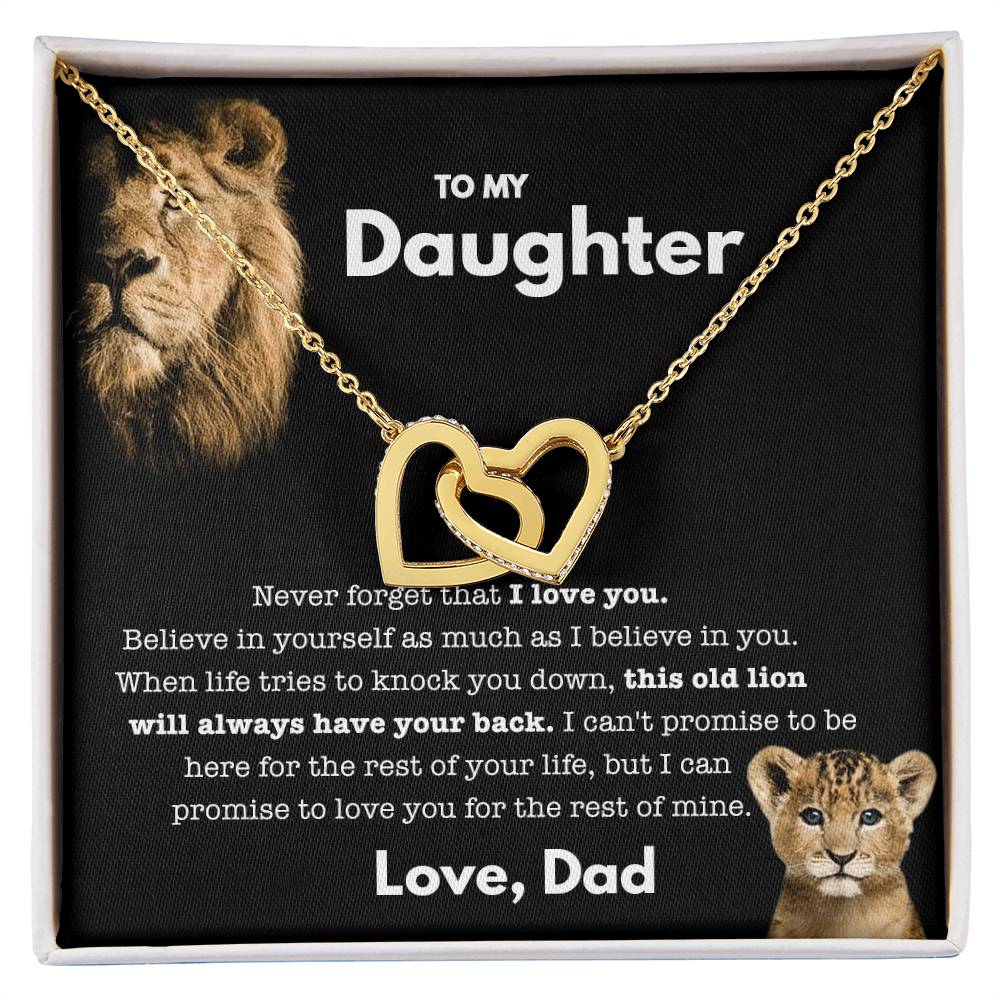 To My Daughter - Old Lion - Necklace Interlocking Hearts Necklace
