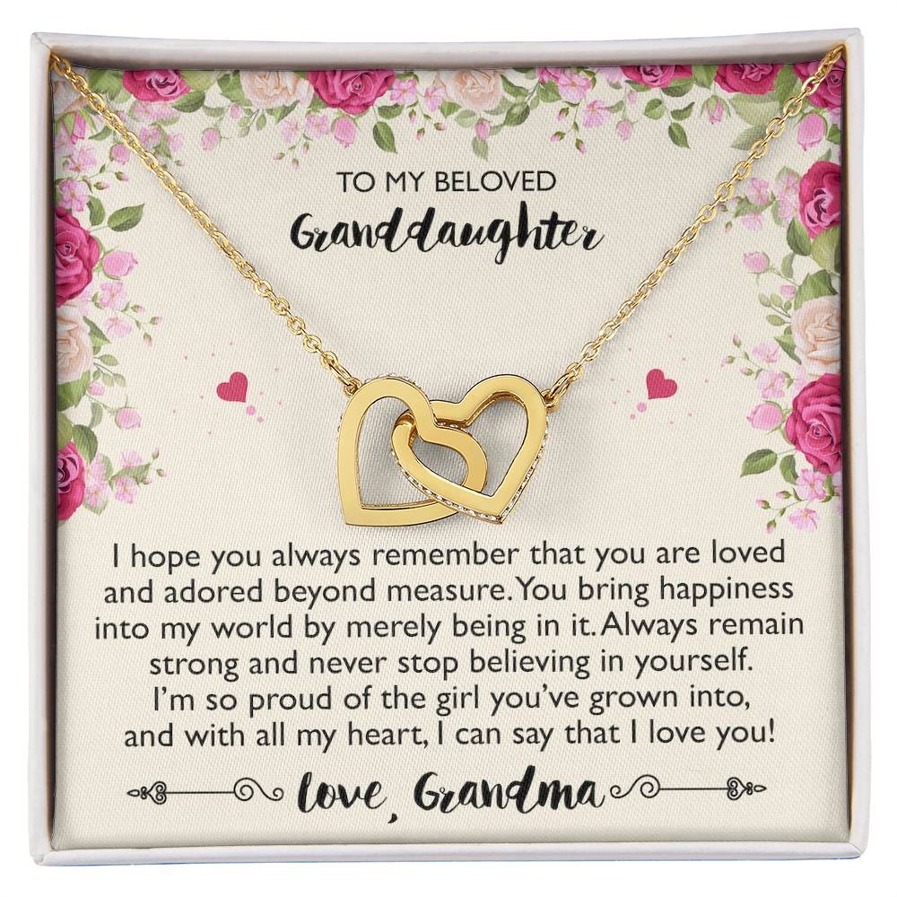 To My Beloved Granddaughter - Interlocking Heart Necklace From Grandma Interlocking Hearts Necklace