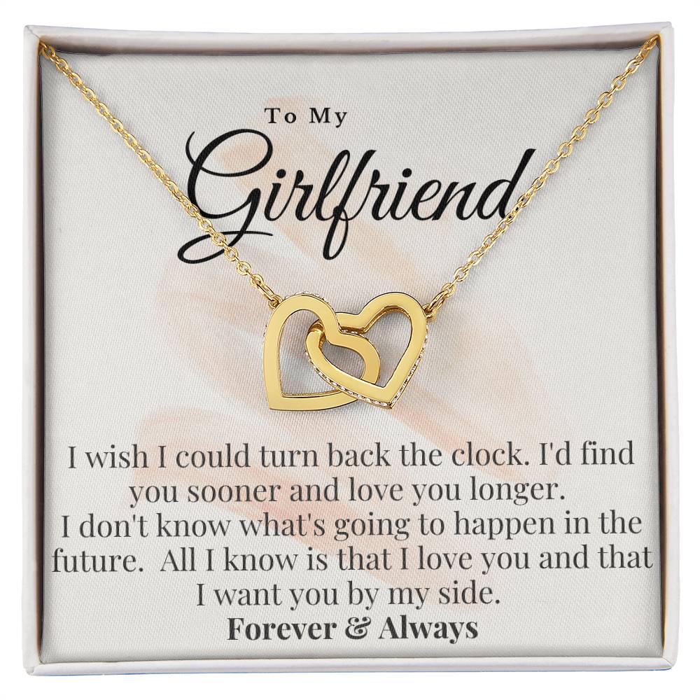 To My Girlfriend-I Want You By My Side Interlocking Hearts Necklace