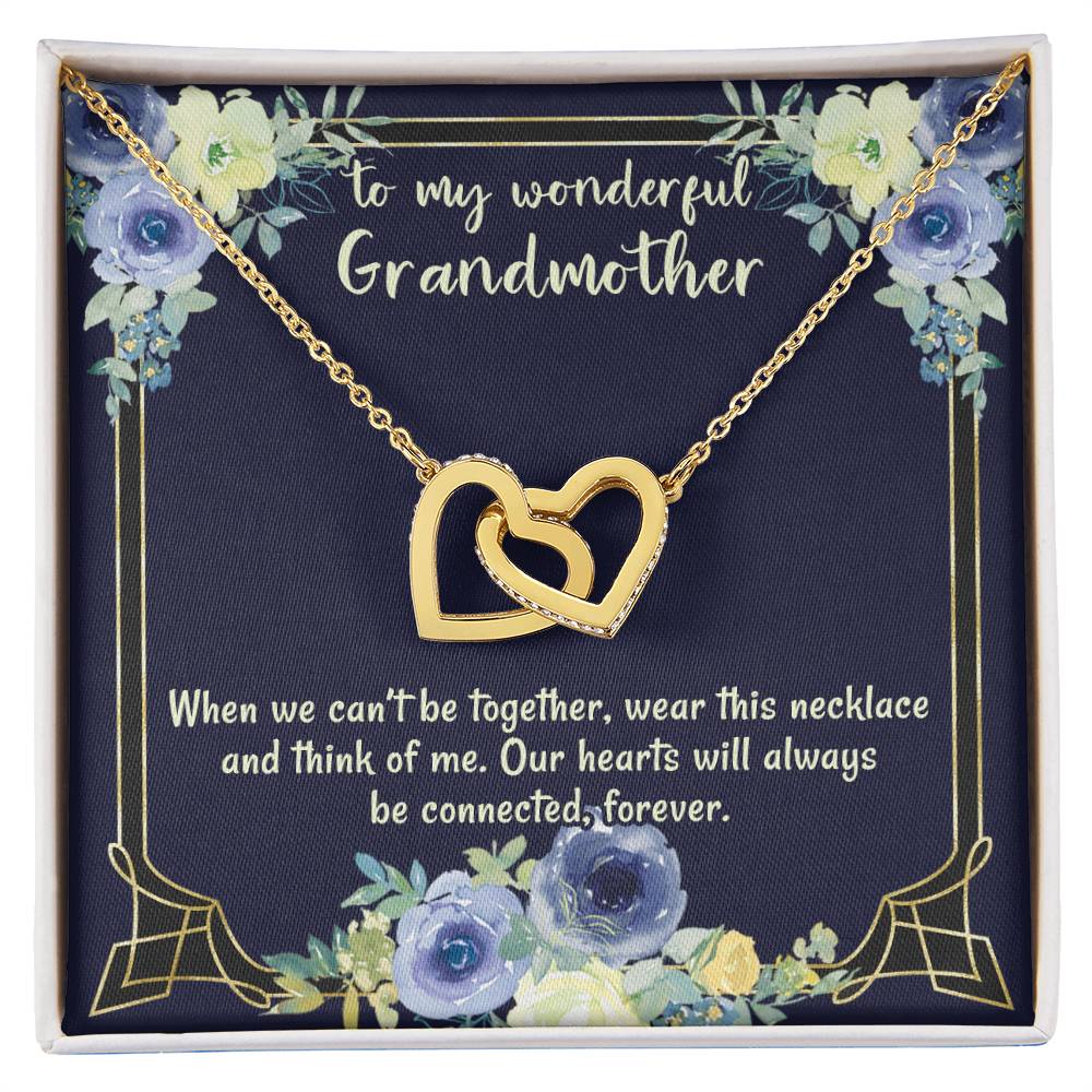 To My Wonderful Grandmother Our Hearts Will Always Be Connected Necklace For Grandmother Gift From Granddaughter Gift From Grandson Interlocking Hearts Necklace