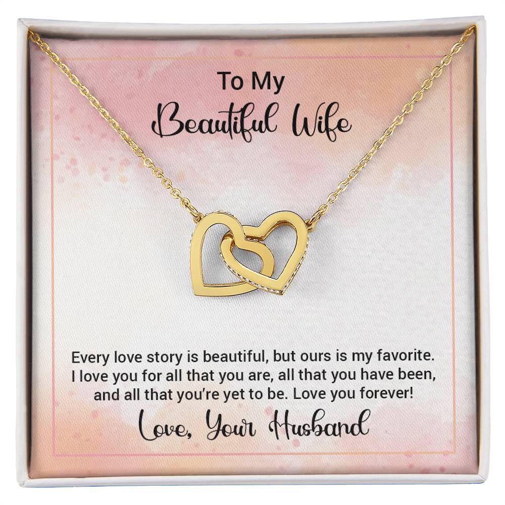 Interlocking Hearts Necklace To My Beautiful Wife Happy Anniversary