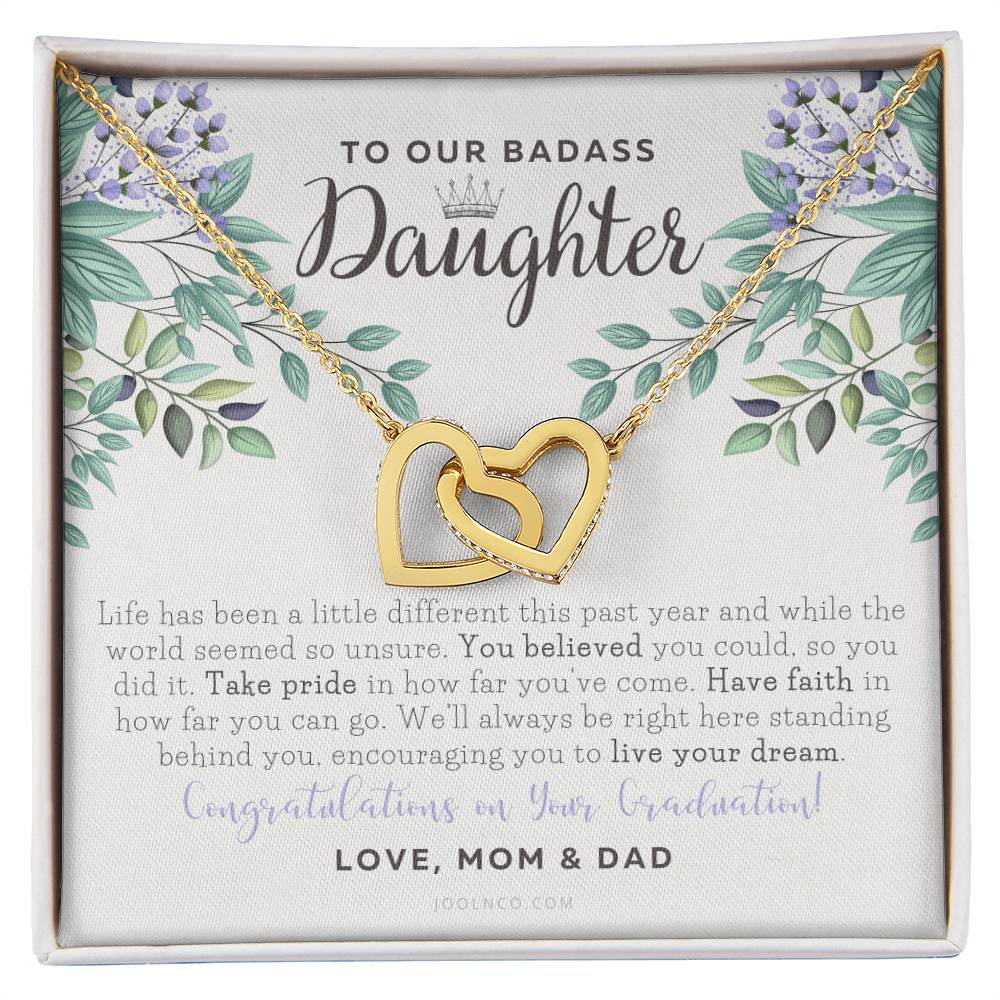 To Our Badass Daughter Straighten Your Crown Necklace Parents Daughter Necklace Daughter Graduation Gift Graduation On Pandemic Interlocking Hearts Necklace