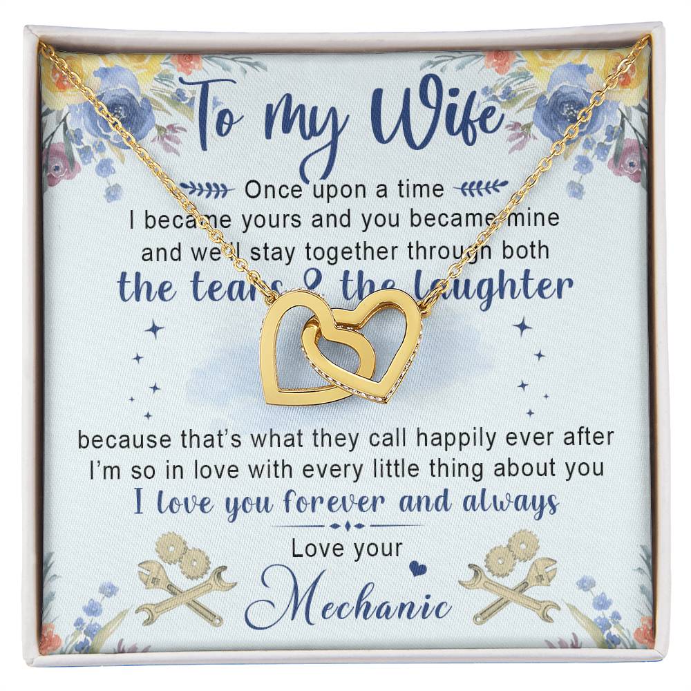 Gift For The Wife'S Mechanic Interlocking Hearts Necklace