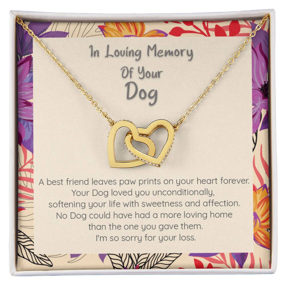 Loss Of Dog Loving Memory Of Your Best Friend - Connected Hearts Necklace Interlocking Hearts Necklace