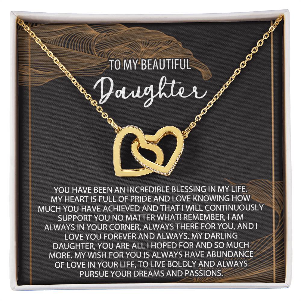 Daughter Necklace Gift Daughter Birthday Necklace To My Beautiful Daughter Interlocking Hearts Necklace Daughter Necklace Gift From Mom