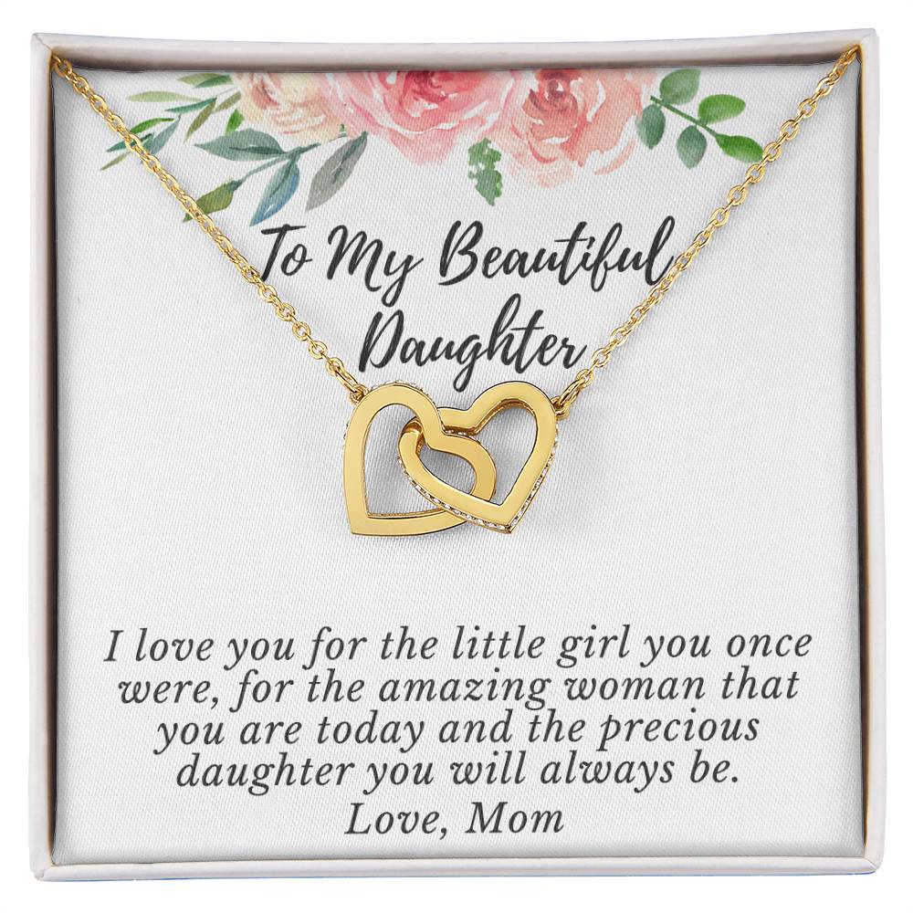I Love You For The Precious Daughter You Will Always Be Necklace Interlocking Hearts Necklace