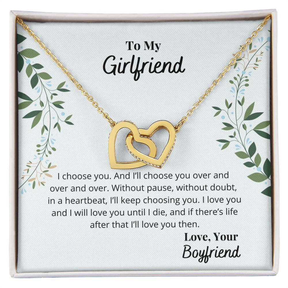 To My Girlfriend - I'Ll Always Love You Necklace Interlocking Hearts Necklace