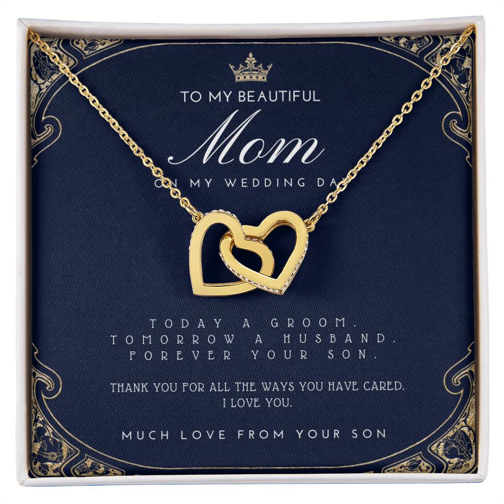 Mother Of The Groom Gift From Son Mom Wedding Gift From Son Wedding Gift From Groom To Mom Necklace Gift For Mom Wedding Gift From Son Interlocking Hearts Necklace