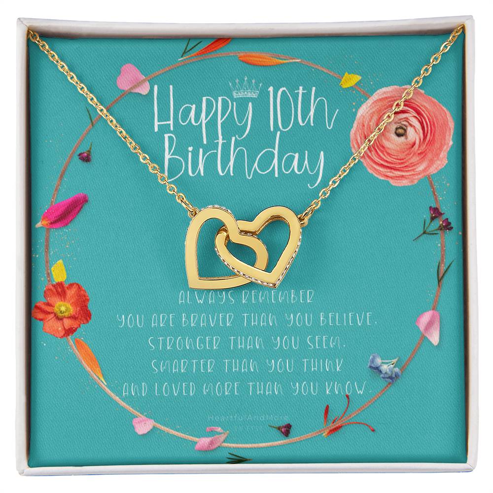 10Th Birthday Gift For Girl Birthday Gift For 10 Year Old Tenth Birthday Birthday Gift Little Girl Personalized Necklace Heart Necklace Interlocking Hearts Necklace