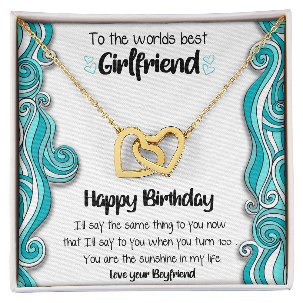 Worlds Best Girlfriend Linked Hearts Necklace Interlocking Hearts Necklace