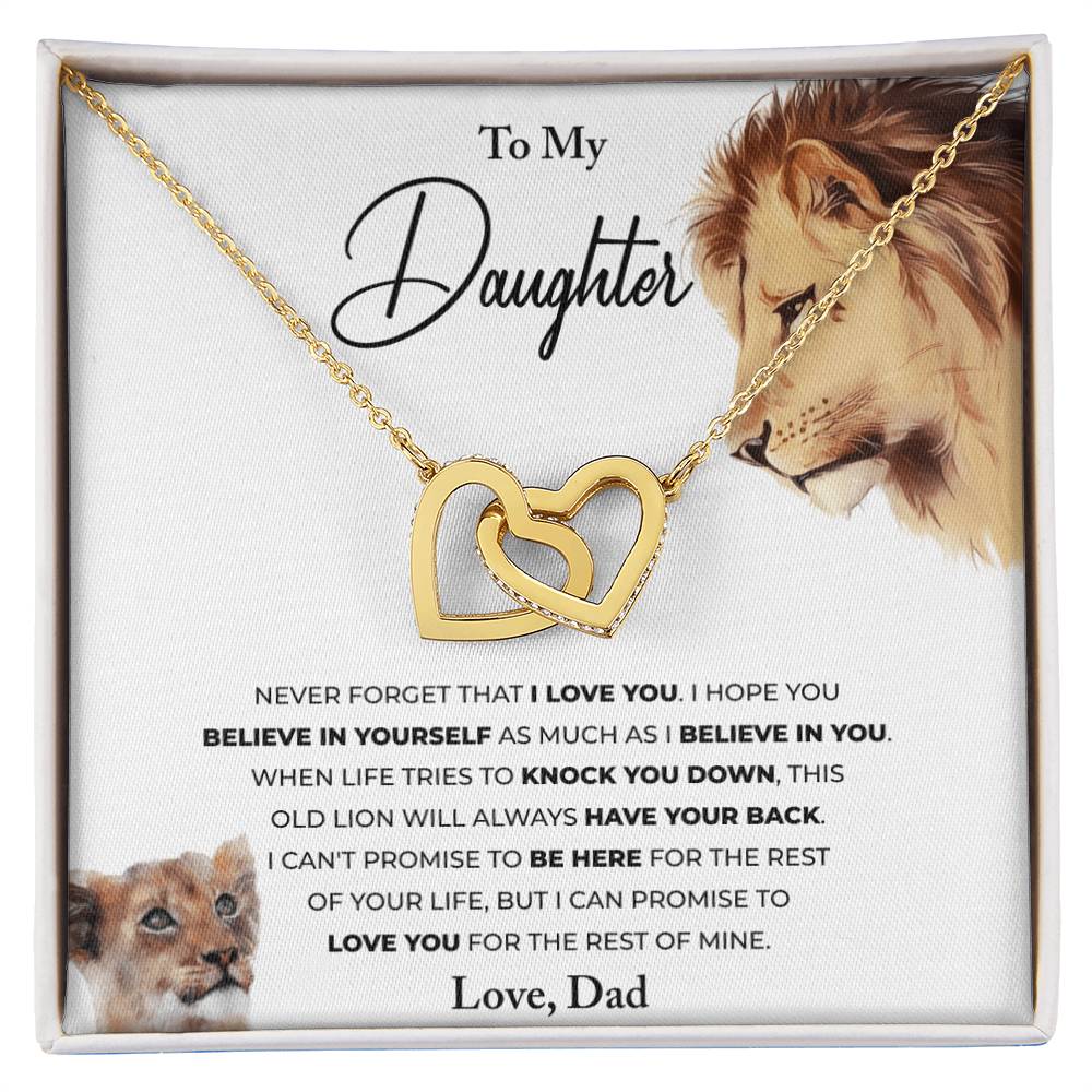 To My Daughter - This Old Lion - Hearts Necklace Interlocking Hearts Necklace