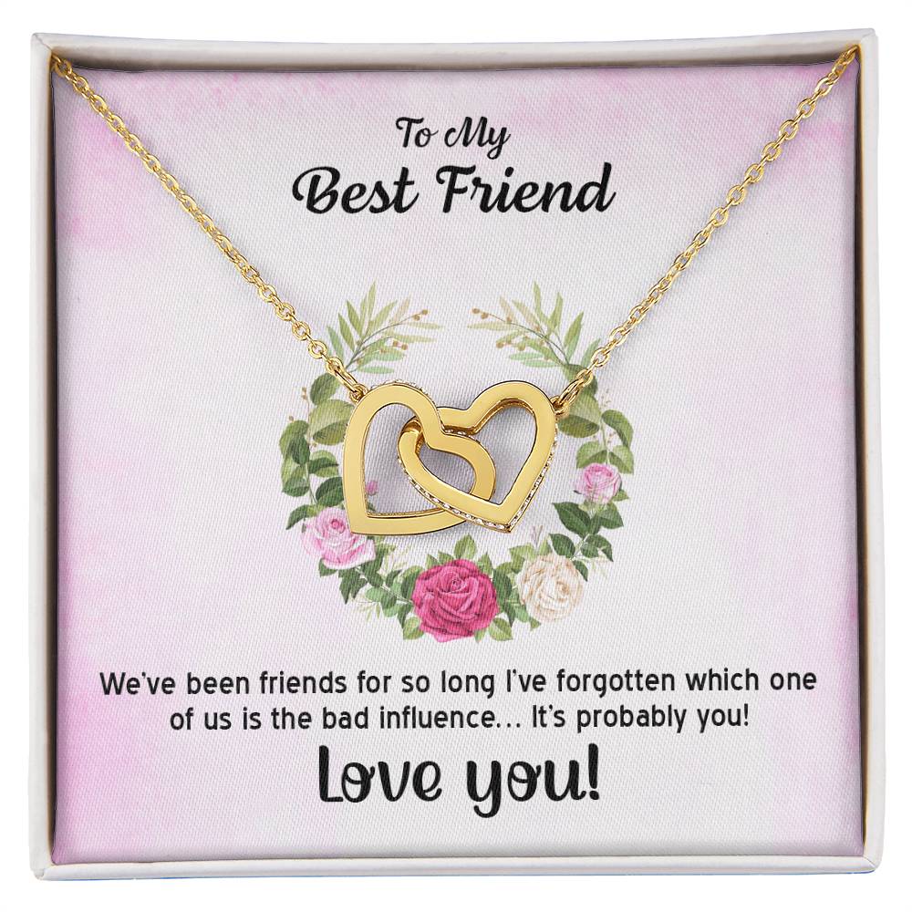 Best Friens Double Hearts Gift .We'Ve Been Friends So Long Interlocking Hearts Necklace
