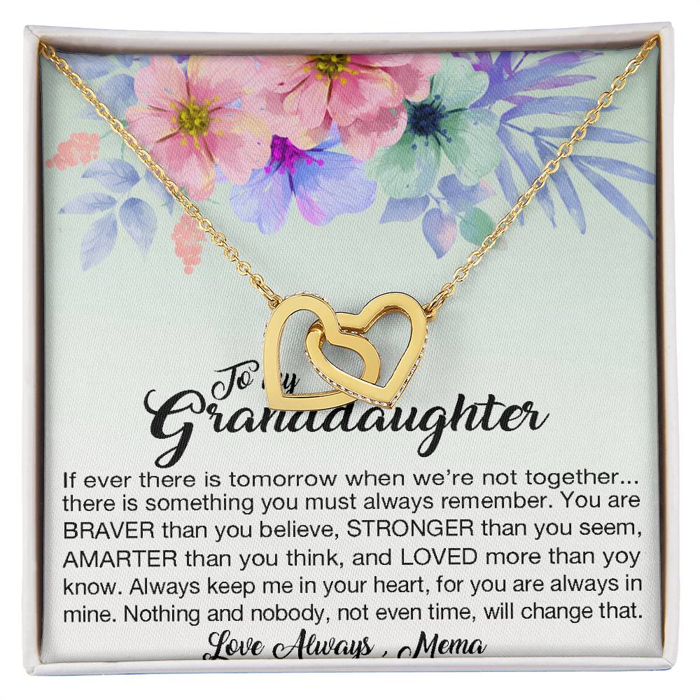 To My Granddaughter Love Always Mema Interlocking Hearts Necklace