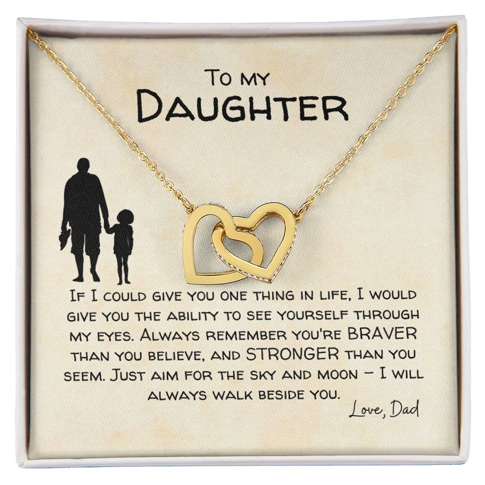 To My Daughter - Always Beside You - Necklace Interlocking Hearts Necklace
