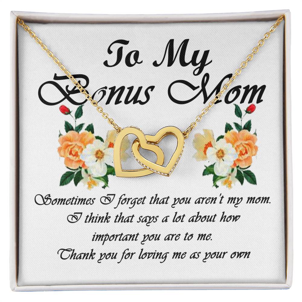 To My Bonus Mom Interlocking Hearts Necklace