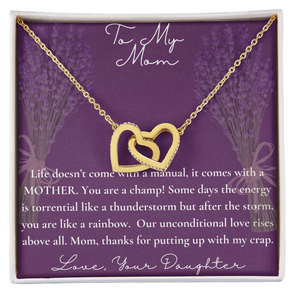 To Mom From Daughter Necklace. Happy Mother'S Day! Interlocking Hearts Necklace