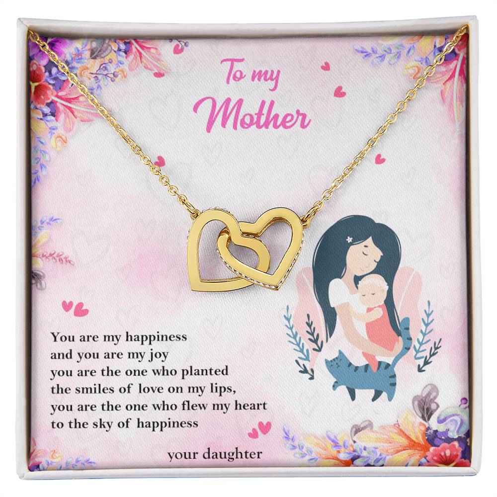 To My Mother - Two Hearts Interlocking Hearts Necklace