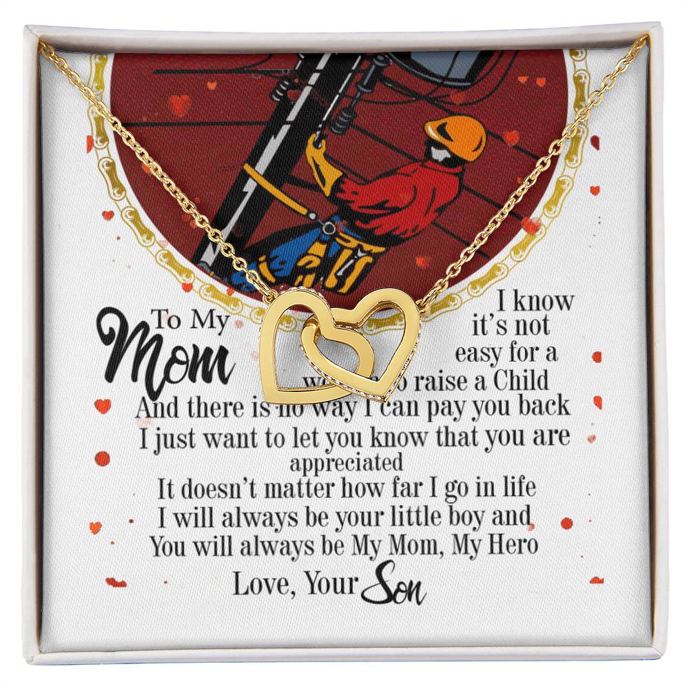 Lineman'S Mom - Interlocking Heart Necklace Interlocking Hearts Necklace