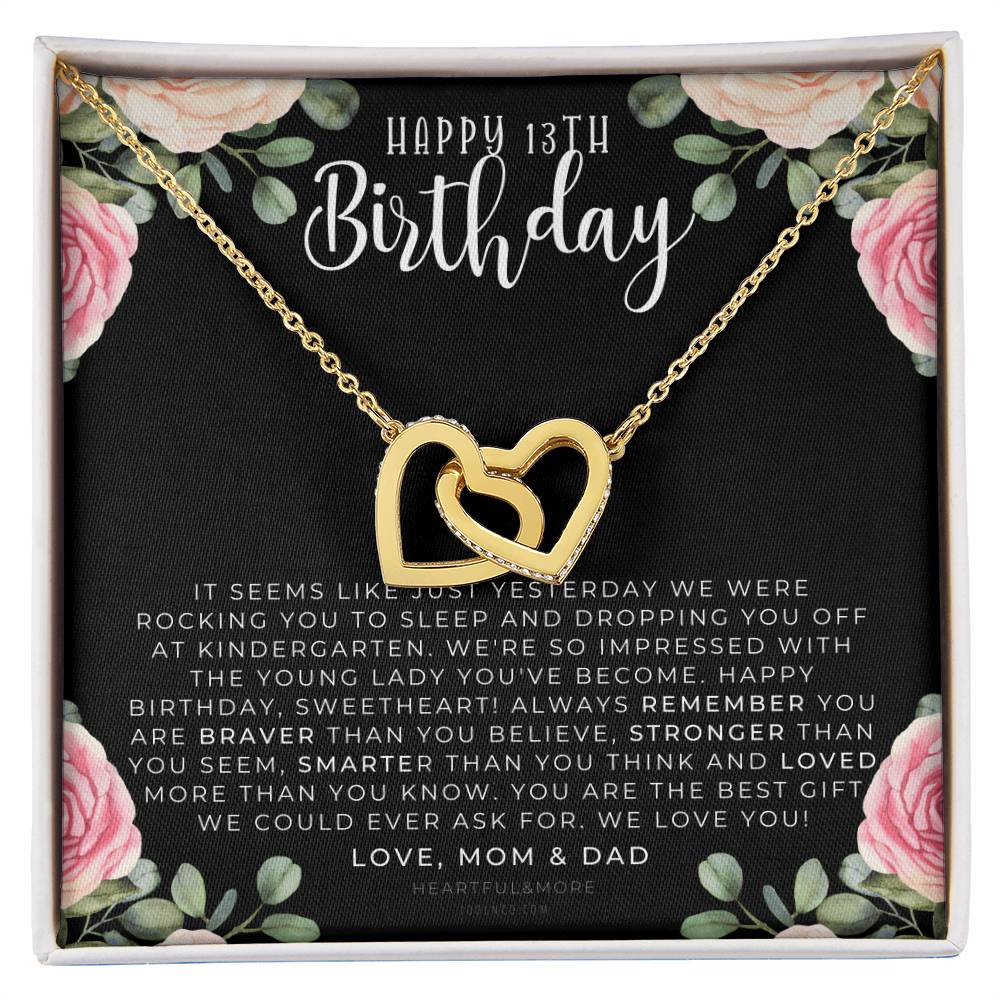 Gift For 13 Year Old Girl Gifts 13Th Birthday Girl 13Th Birthday Gift Thirteenth Birthday Necklace Teen Birthday Gift Official Teenager Interlocking Hearts Necklace