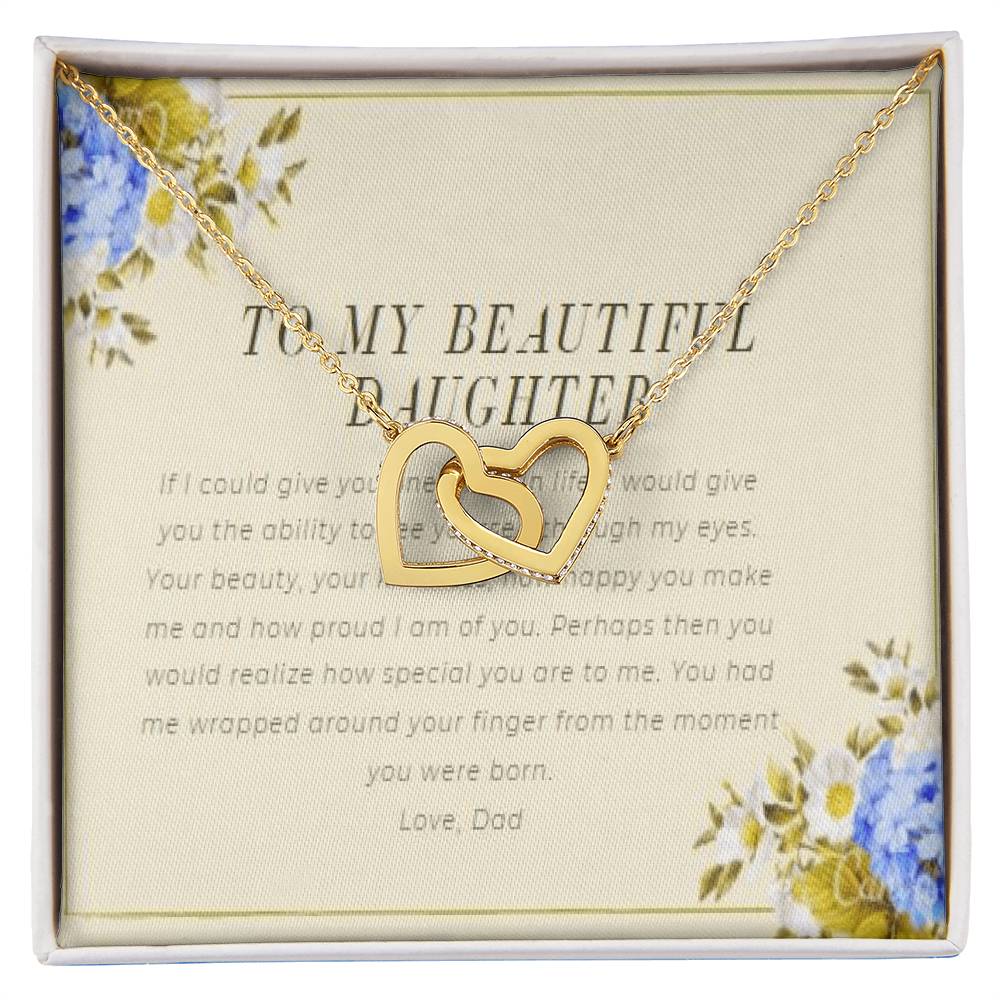 To My Daughter From Dad Interlocking Hearts Necklace Father To Daughter Gift Birthday Gift To Daughter From Dad Daughter Necklace