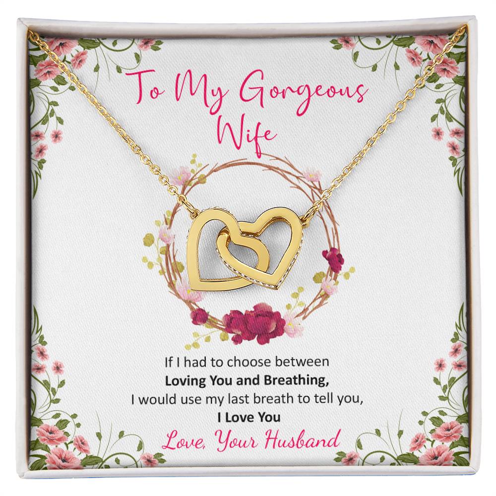 Husband To Wife Last Breath Interlocking Hearts Necklace