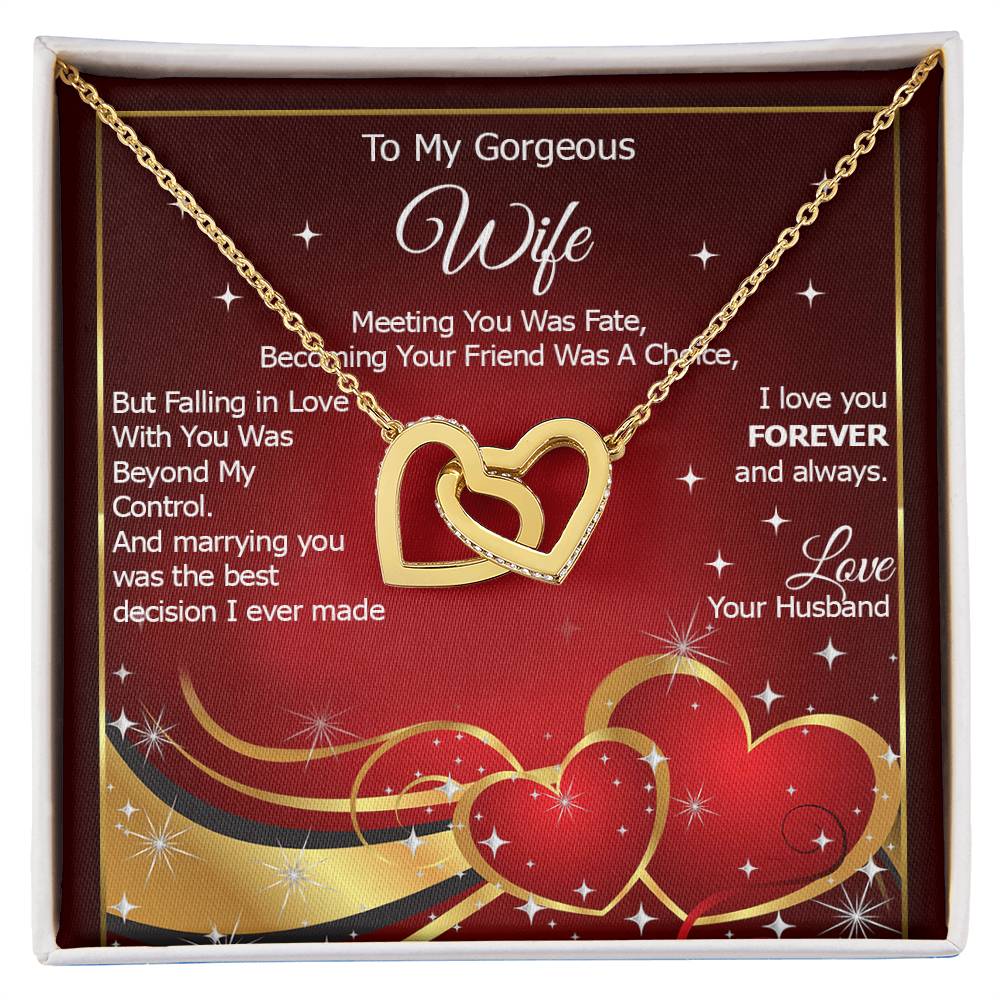 To My Gorgeous Wife I Love You Forever And Always - Interlocking Heart Necklace Interlocking Hearts Necklace