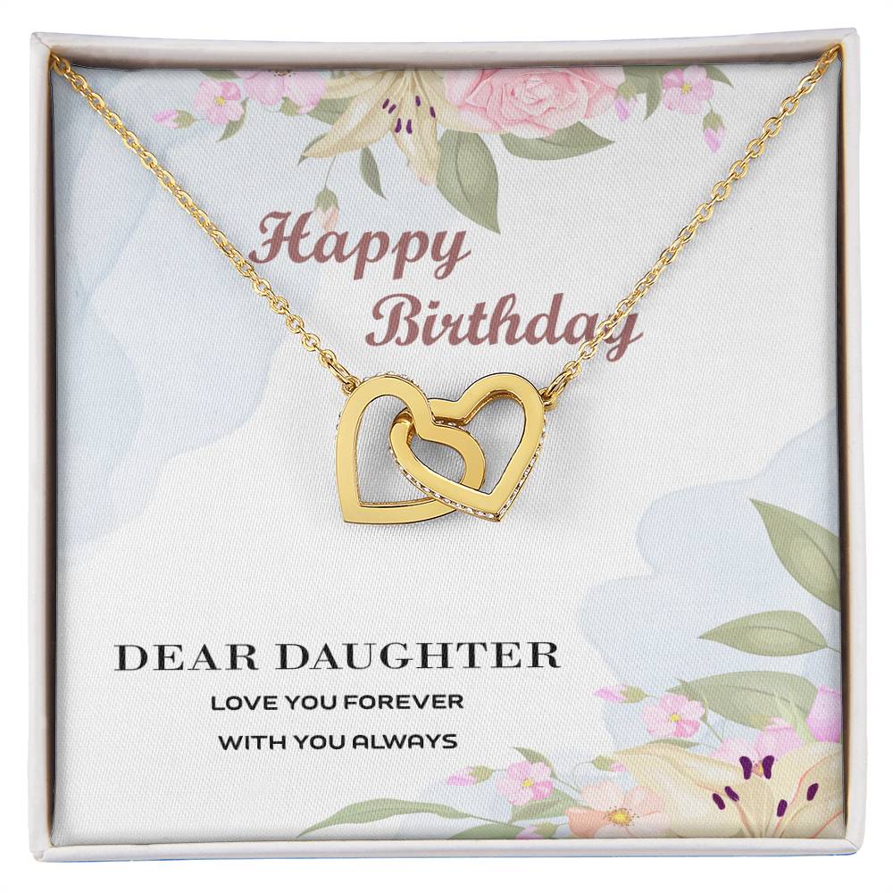 To My Daughter Necklace - I’Ll Always Love You Jewelry Gifts For Daughter Daughter Gifts From Mom And Dad For Her Birthday Interlocking Hearts Necklace