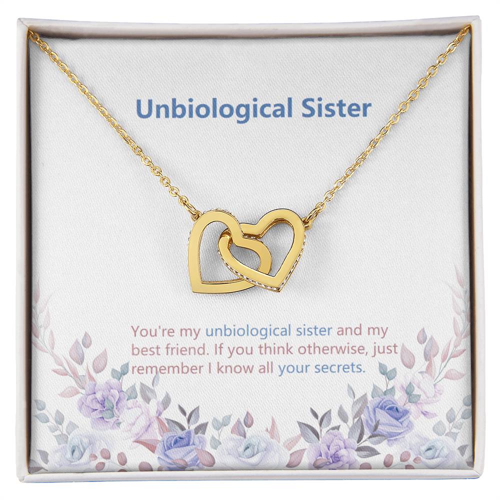 Unbiological Sister Jewelry Heart Necklace -Birthday Or Wedding Gift Interlocking Hearts Necklace