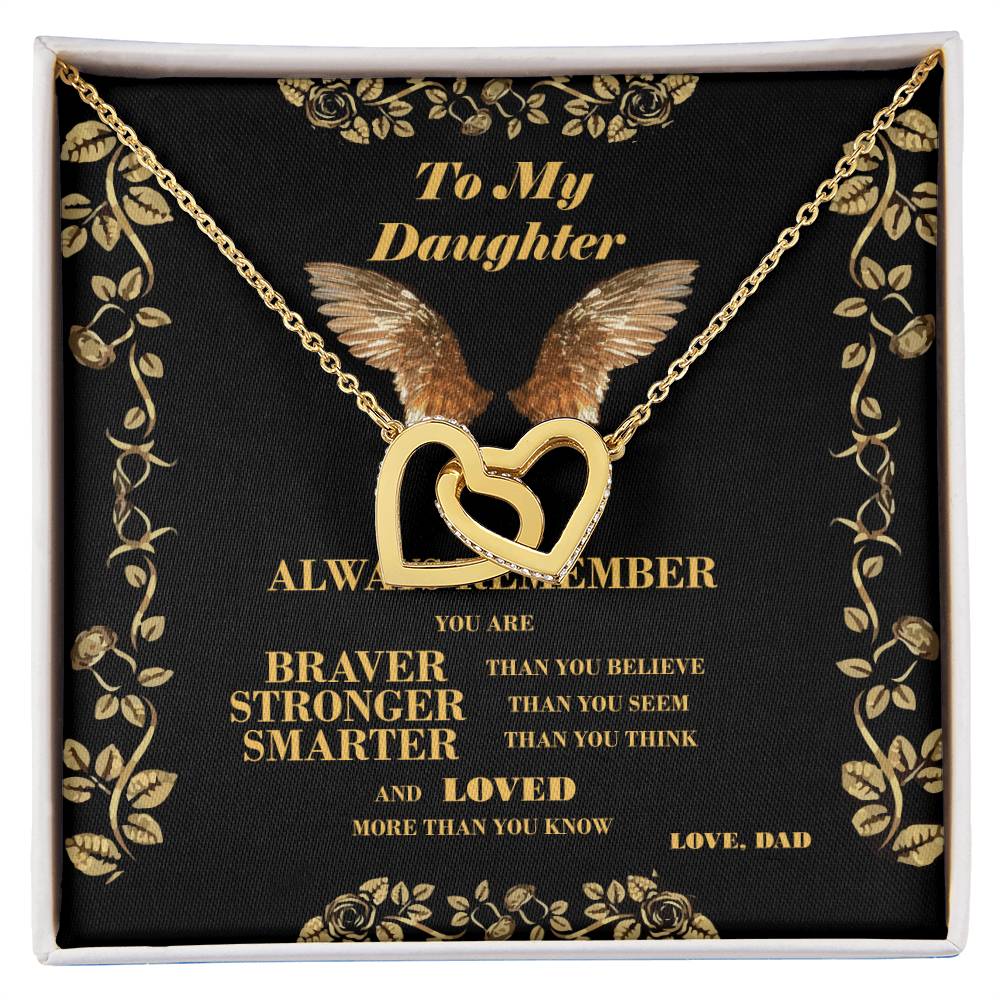 To My Daughter - Two Hearts Interlocking Hearts Necklace