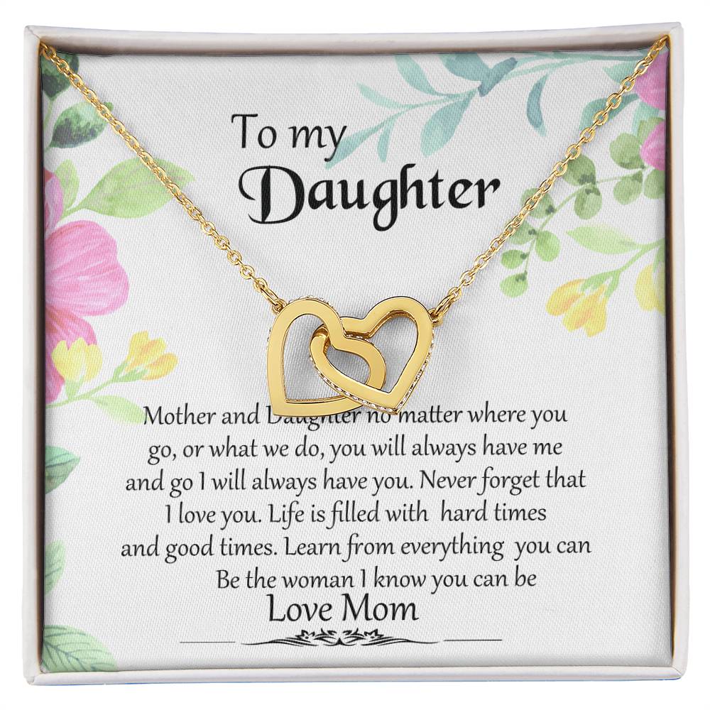 To My Daughter Interlocking Heart Neclace With Message Card Jewelry Gift From Mom To Daughter Interlocking Hearts Necklace