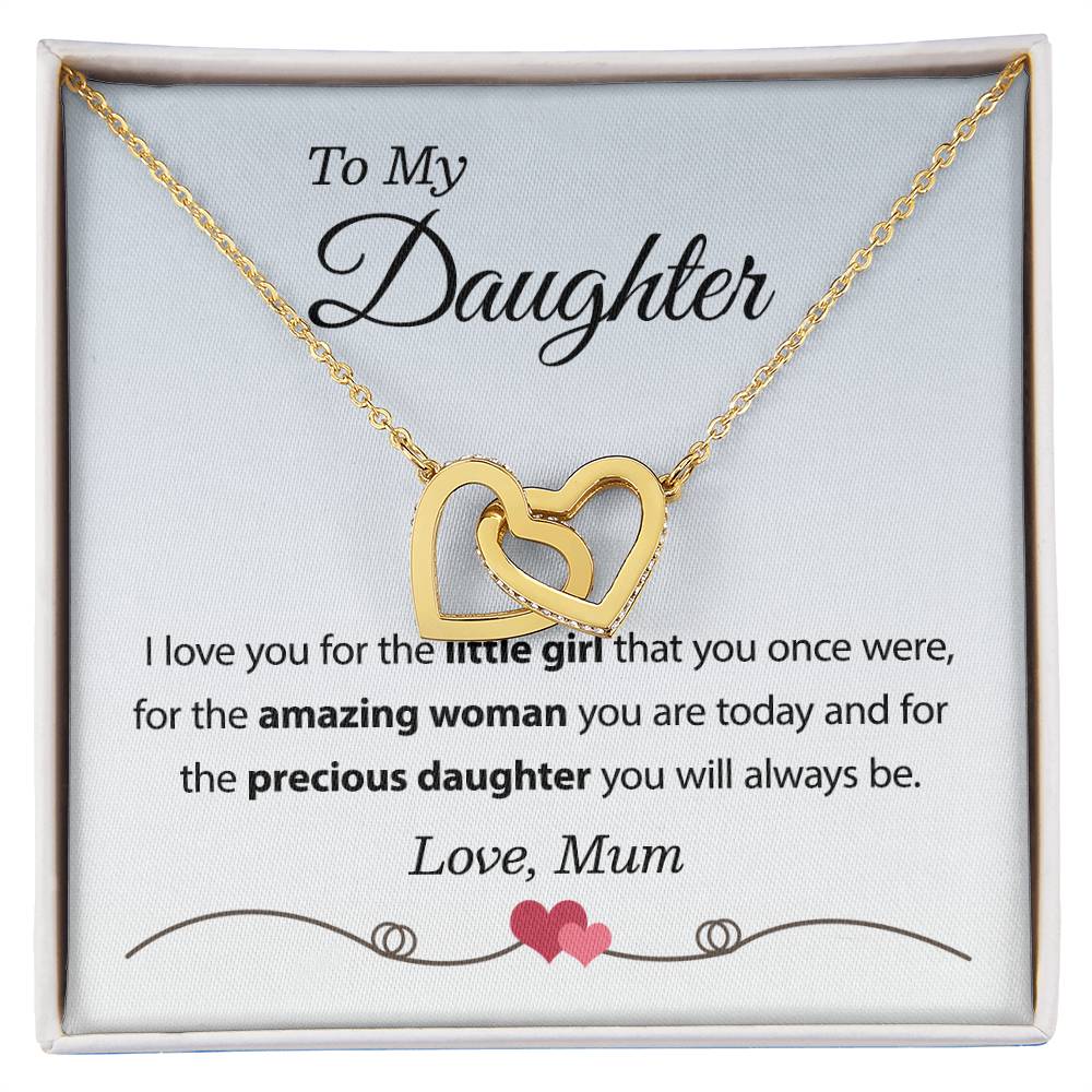 To My Daughter Necklace From Mum Interlocking Hearts Necklace