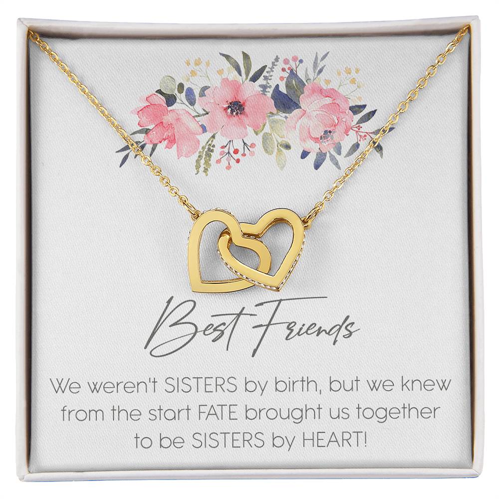 Best Friends Sister Interlocking Hearts Necklace Birthday Message Card Gift