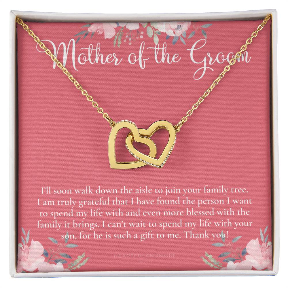 Mother Of The Groom Gift Necklace Wedding Gift Bridal Party Rehearsal Dinner Man Of My Dreams Parent Of Groom Mother In Law Gift Interlocking Hearts Necklace
