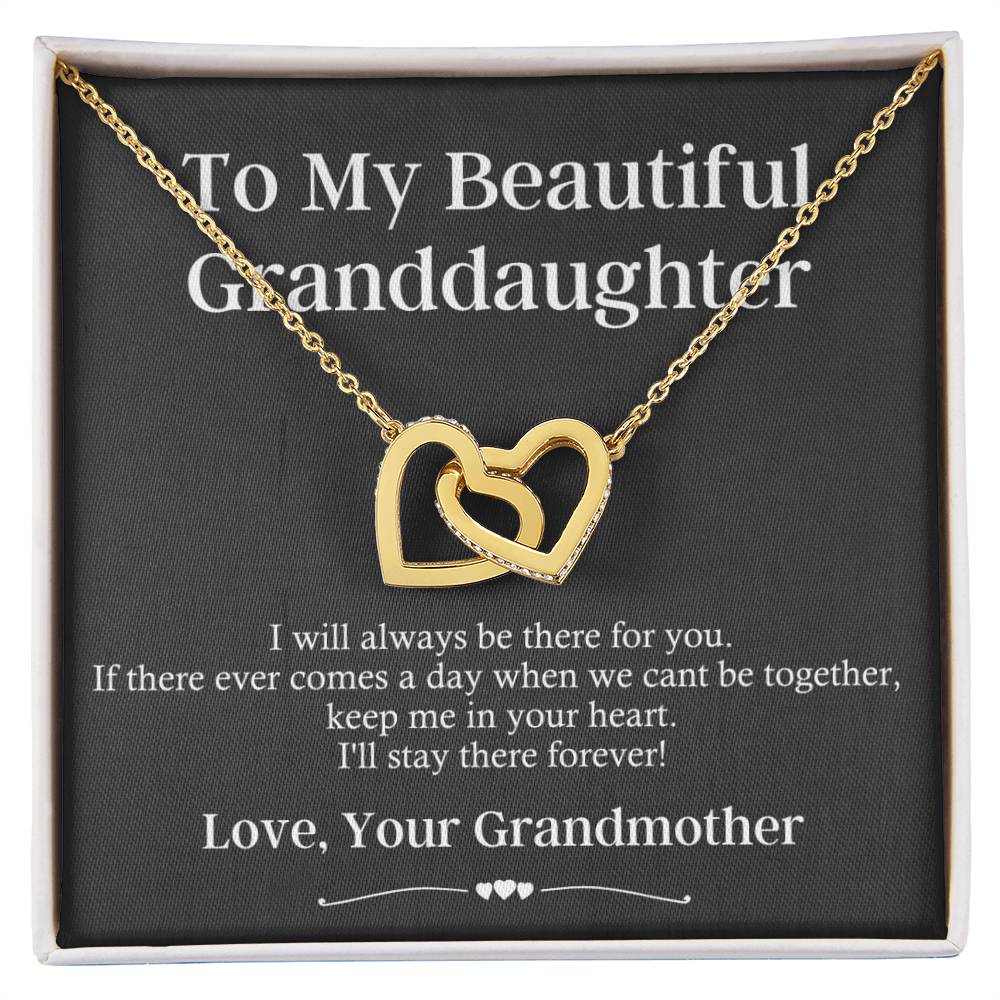 Gift To My Granddaughter - I Will Always Be There For You Interlocking Hearts Necklace
