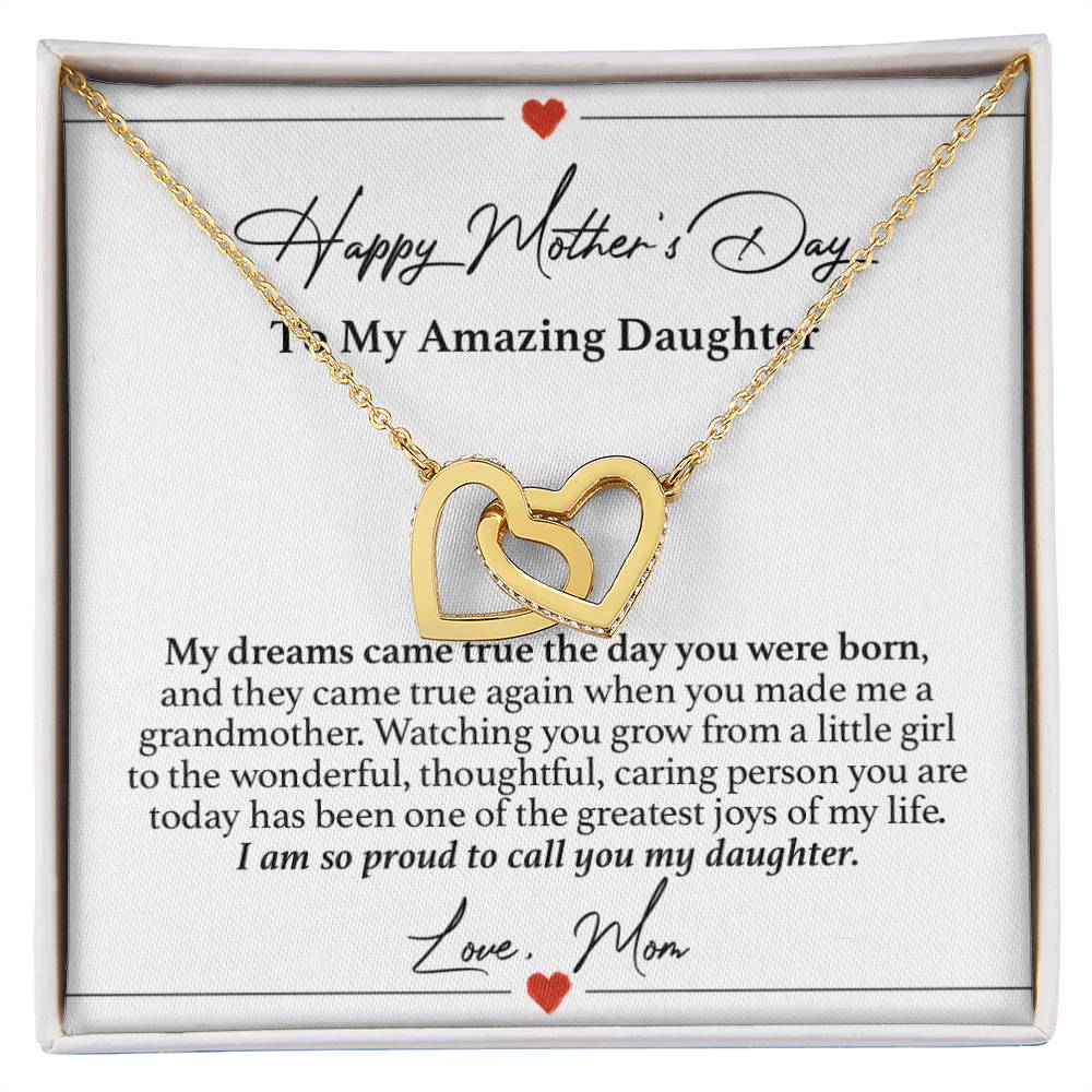 To My Daughter Mother'S Day Gift Necklace Interlocking Hearts Necklace