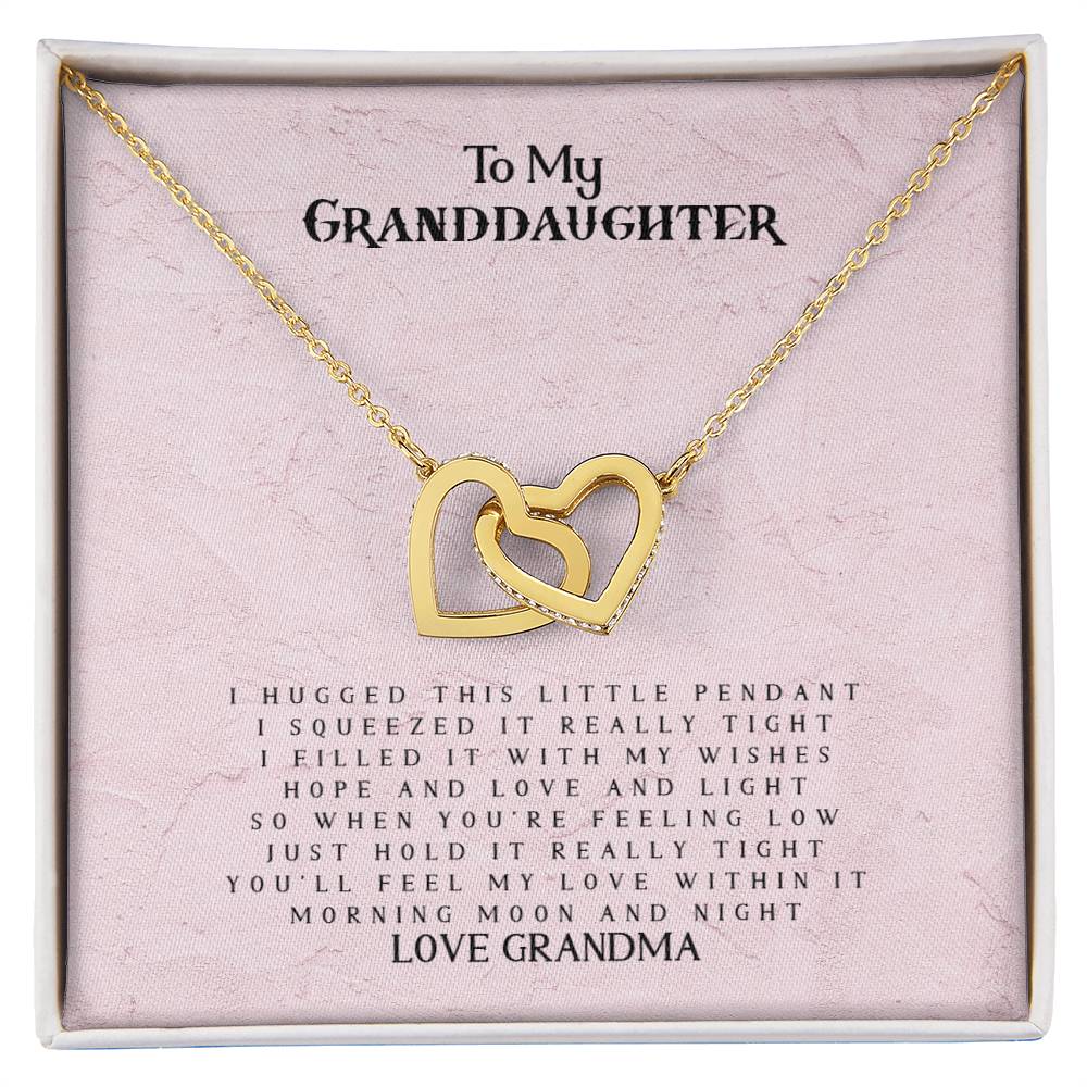 To My Granddaughter - Love Grandma - Interlocking Heart Necklace Interlocking Hearts Necklace