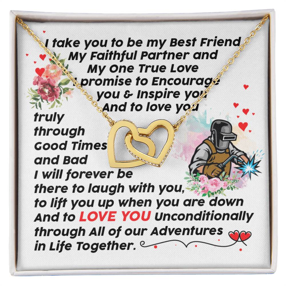 Welder'S Girl - Interlocking Heart Necklace Interlocking Hearts Necklace