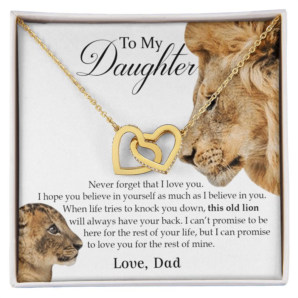 To My Daughter Interlocking Heart Necklace Old Lion Interlocking Hearts Necklace