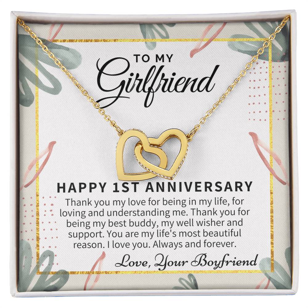 1St Anniversary Gift For Girlfriend Personalized Anniversary Gift One Year Anniversary Gifts 1 Year Anniversary Gift For Girlfriend Interlocking Hearts Necklace
