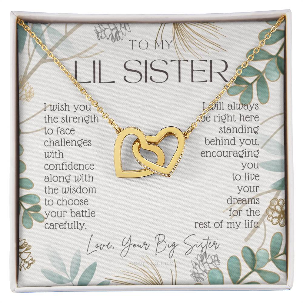 To My Little Sister Live Your Dreams Gift For Little Sister From Big Sister Sister Birthday Graduation Christmas Present Interlocking Hearts Necklace